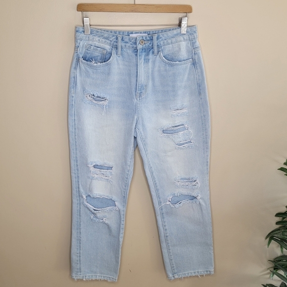 Vervet | Light Wash Distressed Cropped Straight Leg Jeans Size 27 - Picture 1 of 7